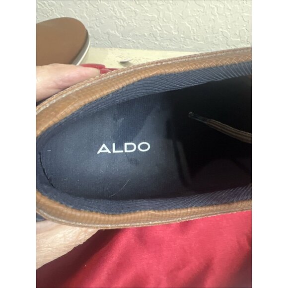 Aldo Mens 10.5M Brown Blue Lace Up Almond Toe Casual Comfort main image 7
